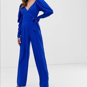 ASOS jumpsuit long sleeve with plunge wrap